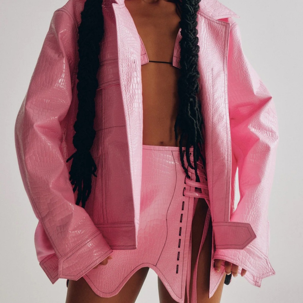 Mindful Pigs, Vegan Leather Pink Skirt